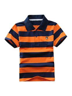 DEBAIJIA Jungen Poloshirt Kinder Kühle kurzen Ärmeln Oberteile 1-12T T Shirts Poloshirt Baumwolle Atmungsaktiv Sommer Lässig Outdoor (Orange-140) von DEBAIJIA