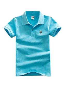 DEBAIJIA Jungen Poloshirt Kinder Kühle kurzen Ärmeln Oberteile 1-12T T Shirts Poloshirt Baumwolle Sommer Atmungsaktiv Lässig Outdoor (Blau-120) von DEBAIJIA