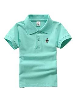 DEBAIJIA Jungen Poloshirt Kinder Kühle kurzen Ärmeln Oberteile 1-12T T Shirts Poloshirt Baumwolle Sommer Atmungsaktiv Lässig Outdoor (Blau Grün-120) von DEBAIJIA
