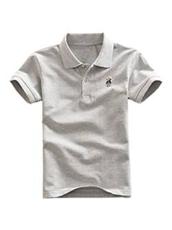 DEBAIJIA Jungen Poloshirt Kinder Kühle kurzen Ärmeln Oberteile 1-12T T Shirts Poloshirt Baumwolle Sommer Atmungsaktiv Lässig Outdoor (Grau-110) von DEBAIJIA