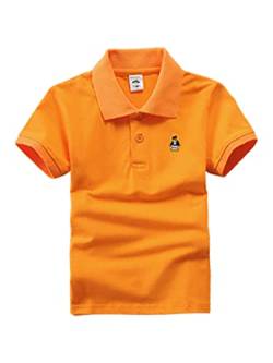 DEBAIJIA Jungen Poloshirt Kinder Kühle kurzen Ärmeln Oberteile 1-12T T Shirts Poloshirt Baumwolle Sommer Atmungsaktiv Lässig Outdoor (Orange-110) von DEBAIJIA