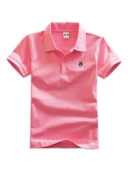 DEBAIJIA Jungen Poloshirt Kinder Kühle kurzen Ärmeln Oberteile 1-12T T Shirts Poloshirt Baumwolle Sommer Atmungsaktiv Lässig Outdoor (Rosa-140) von DEBAIJIA