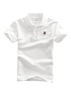 DEBAIJIA Jungen Poloshirt Kinder Kühle kurzen Ärmeln Oberteile 1-12T T Shirts Poloshirt Baumwolle Sommer Atmungsaktiv Lässig Outdoor (Weiß-120) von DEBAIJIA