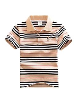 DEBAIJIA Jungen Poloshirt Kinder Kühle kurzen Ärmeln Oberteile T Shirts Poloshirt 1-12T Baumwolle Sommer Atmungsaktiv Lässig Outdoor (Khaki-110) von DEBAIJIA