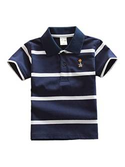 DEBAIJIA Jungen Poloshirt Kinder Kühle kurzen Ärmeln Oberteile T Shirts Poloshirt 1-12T Baumwolle Sommer Atmungsaktiv Lässig Outdoor (Marineblau-110) von DEBAIJIA