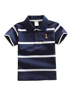 DEBAIJIA Jungen Poloshirt Kinder Kühle kurzen Ärmeln Oberteile T Shirts Poloshirt 1-12T Baumwolle Sommer Atmungsaktiv Lässig Outdoor (Marineblau-140) von DEBAIJIA