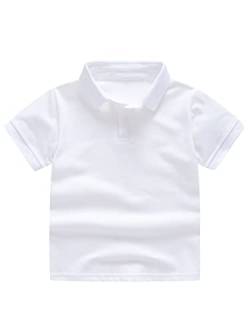 DEBAIJIA Jungen Poloshirt Kinder Kühle kurzen Ärmeln Oberteile T Shirts Poloshirt 1-12T Baumwolle Sommer Lässig Atmungsaktiv Outdoor (Weiß-110) von DEBAIJIA