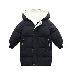 DEBAIJIA Kind Daunenjacke Baby Warmhalten Winterjacke Mädchen Kapuzenjacke Junge Winddicht Mantele Steppjacke Baumwoll Unisex (Schwarz-120) von DEBAIJIA