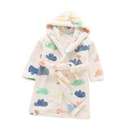 DEBAIJIA Kinder Bademantel 0-14T Säugling Morgenmantel Baby Hausmantel Kleinkind Handtuch Robe Nachthemd Junge Mädchen Unisex (Weiß-140) von DEBAIJIA