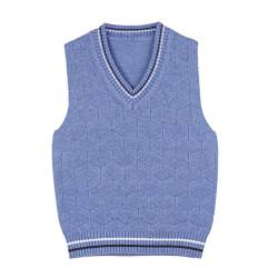 DEBAIJIA Kinder Pullunder Gestrickte Baby Strickpullover 0-10T Kleinkind Strickweste Junge Ärmellos Frühling Pullover Mädchen Warm Herbst (B-Blau-100) von DEBAIJIA