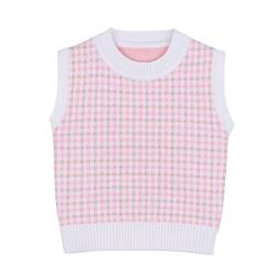 DEBAIJIA Kinder Pullunder Gestrickte Baby Strickpullover 0-10T Kleinkind Strickweste Junge Ärmellos Pullover Mädchen Warm Frühling Herbst (A-Rosa-100) von DEBAIJIA