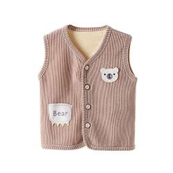 DEBAIJIA Kinder Warme Weste Dicke Stric kweste WinterJungen Stric kfleece Mädchen Kari katur Baby Ärmellose Oberbe kleidung Herbst (Braun-90) von DEBAIJIA