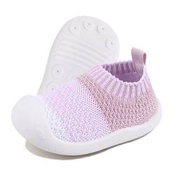 DEBAIJIA Kleinkindschuhe 1-5T Baby First-Walking Kinderschuhe TPR Material Sneakers Weiche Sohle rutschfeste Atmungsaktive Leichte EU 20 Rosa(Etikettengröße 17) von DEBAIJIA