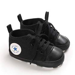 DEBAIJIA Lauflernschuhe Baby Segeltuchschuhe 0-6M Kinder Turnschuhe Jungen Leichtes Leinen Schuhe Mädchen Weiche Sohle 17 EU Dunkles Schwarz (Etikettengröße 1) von DEBAIJIA