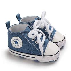 DEBAIJIA Lauflernschuhe Baby Segeltuchschuhe 0-6M Kinder Turnschuhe Jungen Leichtes Leinen Schuhe Mädchen Weiche Sohle 17 EU Hellblau (Etikettengröße 1) von DEBAIJIA