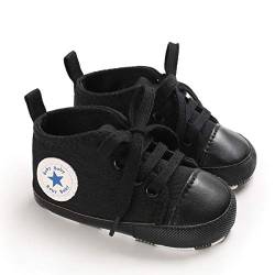 DEBAIJIA Lauflernschuhe Baby Segeltuchschuhe 12-18M Kinder Turnschuhe Jungen Leichtes Leinen Schuhe Mädchen Weiche Sohle 20 EU Dunkles Schwarz (Etikettengröße 3) von DEBAIJIA