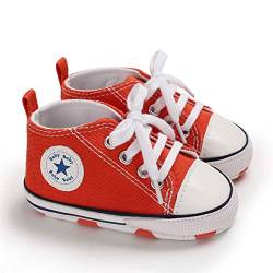 DEBAIJIA Lauflernschuhe Baby Segeltuchschuhe 12-18M Kinder Turnschuhe Jungen Leichtes Leinen Schuhe Mädchen Weiche Sohle 20 EU Orange (Etikettengröße 3) von DEBAIJIA