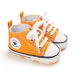 DEBAIJIA Lauflernschuhe Baby Segeltuchschuhe 6-12M Kinder Turnschuhe Jungen Leichtes Leinen Schuhe Mädchen Weiche Sohle 18 EU Dunkelgelb (Etikettengröße 2) von DEBAIJIA