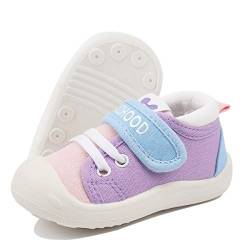 DEBAIJIA Lauflernschuhe Babyschuhe Kinder Schuhe Jungen Mädchen Weiche Sohle Segeltuch Turnschuhe, Bm01 Purpur Rosa, 17 von DEBAIJIA