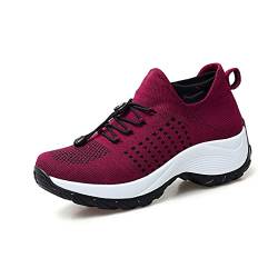 DEBAIJIA Laufschuhe Damen Turnschuhe Atmungsaktiv Sportschuhe rutschfeste Sneaker Freizeitschuhe Joggingschuhe Straßenlaufschuhe EU 40 Rot von DEBAIJIA