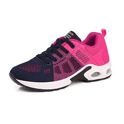 DEBAIJIA Laufschuhe Damen Turnschuhe Atmungsaktiv Sportschuhe rutschfeste Sneaker Freizeitschuhe Straßenlaufschuhe Joggingschuhe EU 38 Rose Rot von DEBAIJIA