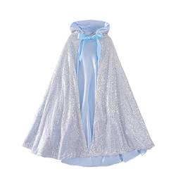 DEBAIJIA Mädchen Umhang Prinzessin Cape mit Kapuze Warm Kostüm Umhang Kinderer Party Kostüm Karneval Party Outfits Weihnachten Festival Geschenk (Silber-M) von DEBAIJIA