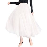 DEBAIJIA Meshrock Meshrock Damen Maxirock Sommer Elegant Lange Röcke Kleid Hohe Taille von DEBAIJIA