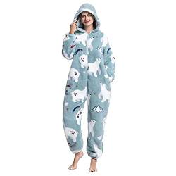 DEBAIJIA Schlafanzüge Erwachsene Tier Kostüme Pyjama Flanell Cosplay Overall Nachtwäsche Onesie Neuheit Tieranzüge Jumpsuit Warm Unisex （Bär-Grün-M） von DEBAIJIA