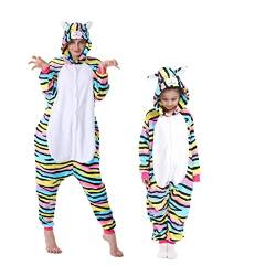 DEBAIJIA Schlafanzüge Erwachsene Tier Kostüme Pyjama Flanell Cosplay Unisex Warm Overall Nachtwäsche Onesie Neuheit Tieranzüge Jumpsuit （Katze-Mehrfarbig-120） von DEBAIJIA