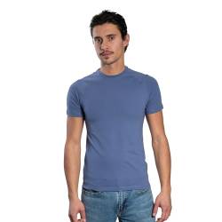 DECADE - Herren Kurzarm - Raglan T-Shirt, Rundhalsausschnitt, Blau V6M022, S von DECADE