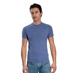 DECADE - Herren Kurzarm - Raglan T-Shirt, Rundhalsausschnitt, Blau V6M022, XL von DECADE