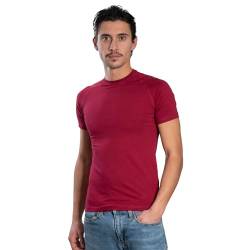 DECADE - Herren Kurzarm - Raglan T-Shirt, Rundhalsausschnitt, Bordeaux V11M022, L von DECADE