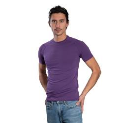 DECADE - Herren Kurzarm - Raglan T-Shirt, Rundhalsausschnitt, Lila V13M022, L von DECADE