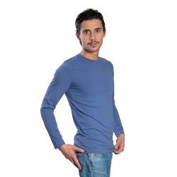 DECADE - Herren Langarm T-Shirt, Rundhalsausschnitt, Blau V6M020, M von DECADE