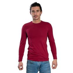 DECADE - Herren Langarm T-Shirt, Rundhalsausschnitt, Bordeaux V11M020, L von DECADE