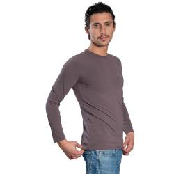 DECADE - Herren Langarm T-Shirt, Rundhalsausschnitt, Kaffeefarbe V10M020, XL von DECADE