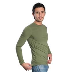 DECADE - Herren Langarm T-Shirt, Rundhalsausschnitt, Olive V5M020, S von DECADE
