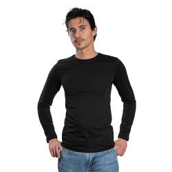 DECADE - Herren Langarm T-Shirt, Rundhalsausschnitt, Schwarz M020, 2XL von DECADE