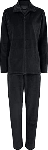 DECOY Women's Velour Homewear Set Pyjamaset, Black, S von DECOY