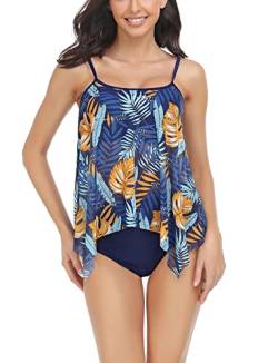 DEDLSEME Damen Unregelmäßige Prined Tankini High Taille Bottom Zweiteiliger Badeanzug von DEDLSEME