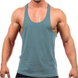 Herren Stringer Gym Tank Top Shirt Print Baumwolle Bodybuilding Sport Weste Gr. XL, Tiffany Blue von DEERMEI