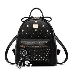 DEERWORD Damen Rucksack Taschen Frauen Elegant Tasche Stadtrucksack Rucksackhandtasche Vintage PU-Leder 5021 1-teilig set Schwarz V2 von DEERWORD