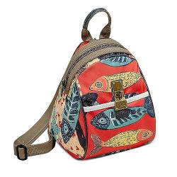 DEEVORCA Mode Damen Rucksack Vintage Umhängetasche Lässig Anti-Diebstahl Brusttasche Arbeit Reisen Einkaufen Sport Klein Sling Bag Nylon Print Crossbag Schultertasche Handtaschen Rot A von DEEVORCA