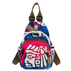 DEEVORCA Mode Damen Rucksack Vintage Umhängetasche Lässig Diebstahlsicherer Backpack Reisen Arbeit Schule Mehrere Taschen Schultertasche Nylon Print Cityrucksack Handtaschen Rot C von DEEVORCA