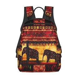 DEHIWI Afrikanischer Elefant, Patchwork, lässiger Rucksack, leicht, Laptoptasche, Reise-Laptop-Rucksack für Damen und Herren, Schwarz, Einheitsgröße, Kompakt von DEHIWI