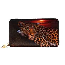 DEHIWI Afrikanischer Leoparden-Geldbörse aus Leder mit Reißverschluss für Damen, Clutch, Reisekartenhalter, Tasche, Geschenk, Schwarz , Einheitsgröße von DEHIWI