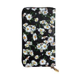 DEHIWI Beauty Daisy Damen-Geldbörse, Leder, lang, mit Reißverschluss, Clutch, Reise-Geldbörse, Kreditkartenetui, Schwarz , Einheitsgröße von DEHIWI