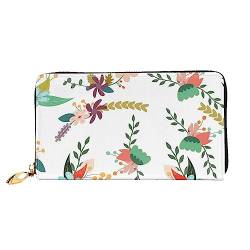 DEHIWI Blumenmuster Leder Reißverschluss um Brieftasche Frauen Clutch Geldbörse Reise Kartenhalter Tasche Geschenk, Schwarz , Einheitsgröße von DEHIWI