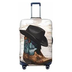 DEHIWI Cowboyhut und Stiefel, Gepäckabdeckung, staubdicht, mit Reißverschluss, Koffer-Schutz, passend für 45,7-81,3 cm Gepäck, Schwarz , M von DEHIWI