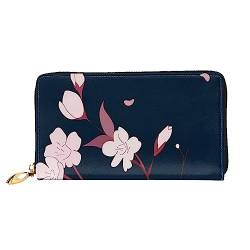 DEHIWI Damen Clutch / Brieftasche mit Blumenzweig, Leder, Reißverschluss, für Reisen, Kartenhalter, Geschenk, Schwarz , Einheitsgröße von DEHIWI